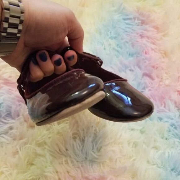 Zara maroon patient leather little girl flats size 12 - Picture 7 of 10